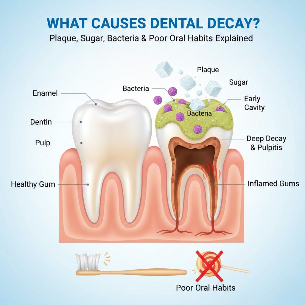 What Causes Dental Decay Plaque, Sugar, Bacteria & Poor Oral Habits Explained